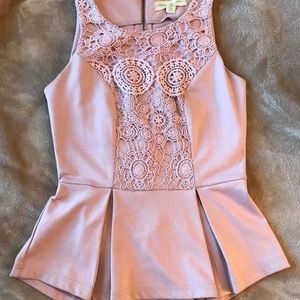 Light Pink Fitted Waist Top